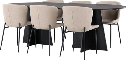 Spisegruppe Venture Home Bootcut Oval med 6 Modesto Stoler