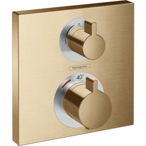 Hansgrohe Ecostat Square Termostat Avsperring, 2 uttak, Børstet Bronse