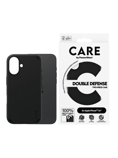 Care by PanzerGlass Double Defence Svart Mobildeksel for iPhone 16