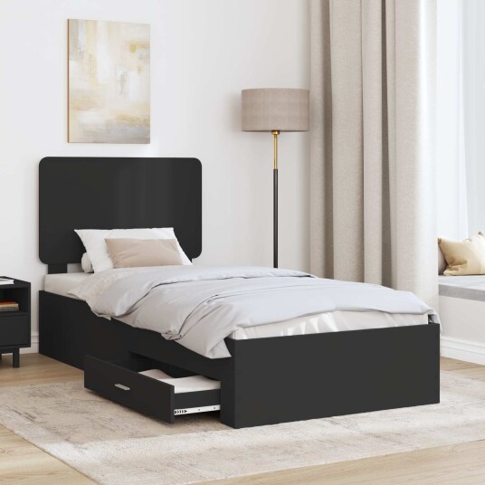 Sengestamme med hodegjerde Svart 75 x 190 cm Konstruert tre