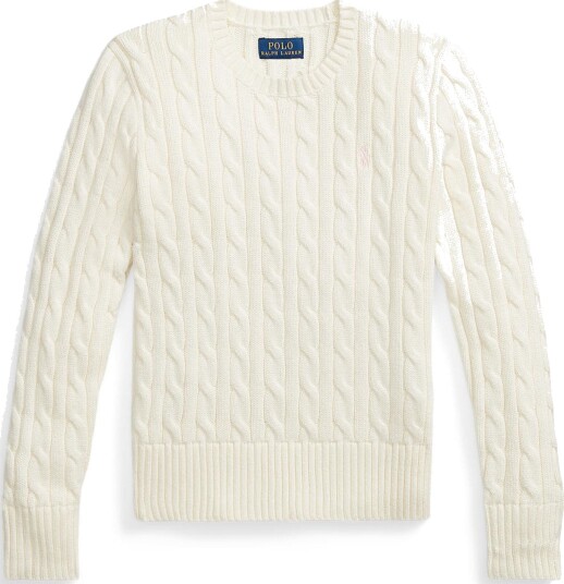 Polo Ralph Lauren Warm White W/Hint Of Pink Girl Pullover S/7 år Polo Ralph Lauren Warm White W/Hint Of Pink Girl Pullover S/7 år