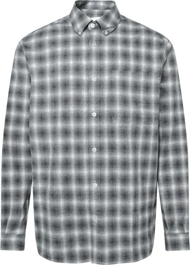 Garment Project Relaxed Ls Button Down Shirt Flan GREY CHECK L Garment Project Relaxed Ls Button Down Shirt Flan GREY CHECK L