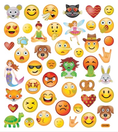 Diverse Klistremerker Emojis Ark 15X16.5 Cm 1 Ark