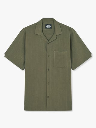 Mads Nørgaard Texture Kenji Shirt Short Sleeve Grønn XS