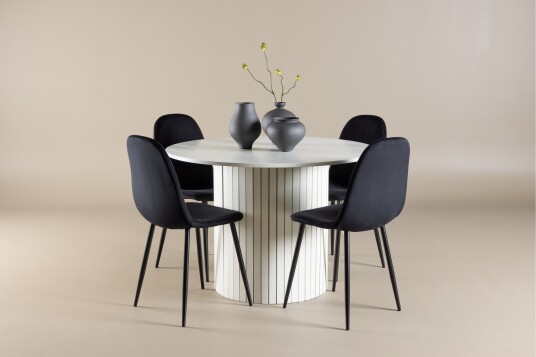 Venture Home Härön Spisegruppe 110 cm Rund med 4 Polar stoler Hvid/Sort