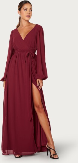 Goddiva Long Sleeve Chiffon Dress