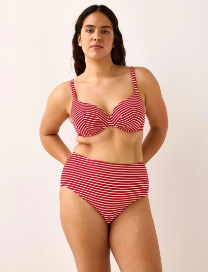 Lindex Crinkled Bikini Bottom With High Waist Red S Lindex Crinkled Bikini Bottom With High Waist Red S
