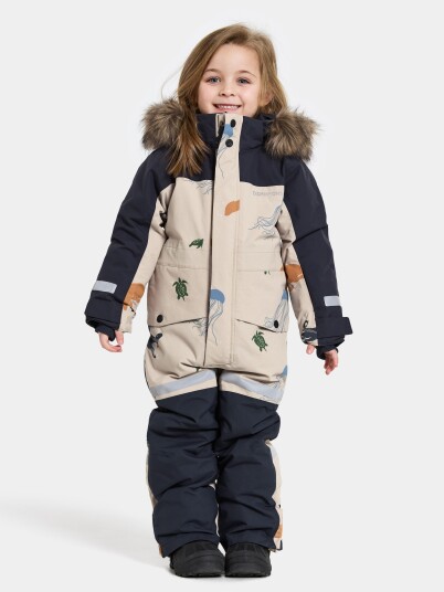 Didriksons Kids' Bjärven SE Coverall 2 Winter Ocean Multi Reflex 140