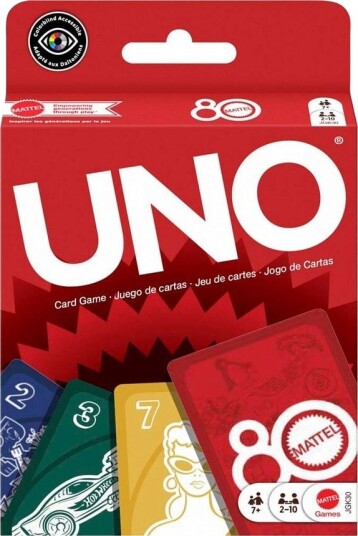 UNO Mattel 80-årsjubileum Rubinrød Kortspill for Barn og Familie UNO Mattel 80-årsjubileum Rubinrød Kortspill for Barn og Familie