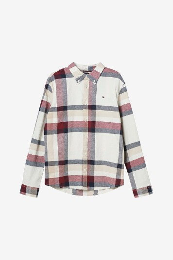 Tommy Hilfiger Skjorte Global Stripe Check Shirt L/S Hvit
