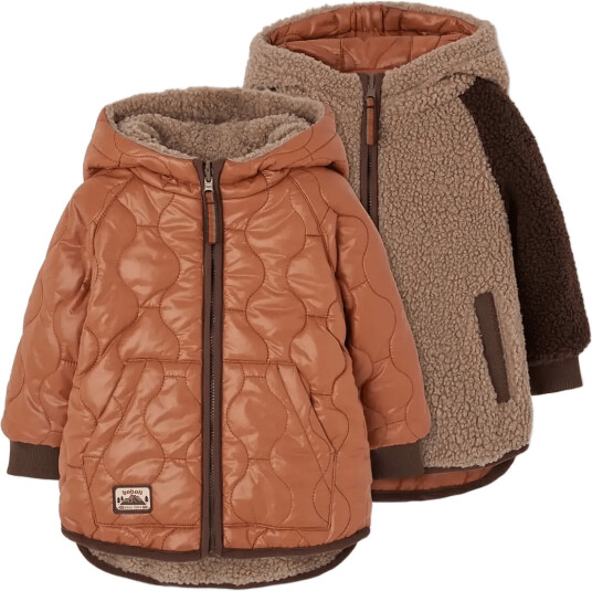Boboli Reversible Technical Fabric Parka For Boy Brown 86 Boboli Reversible Technical Fabric Parka For Boy Brown 86