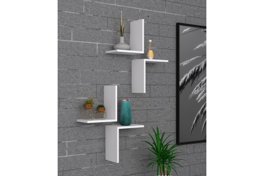Vegghylle Faccia 44x32 cm 4 Hyller Hvit