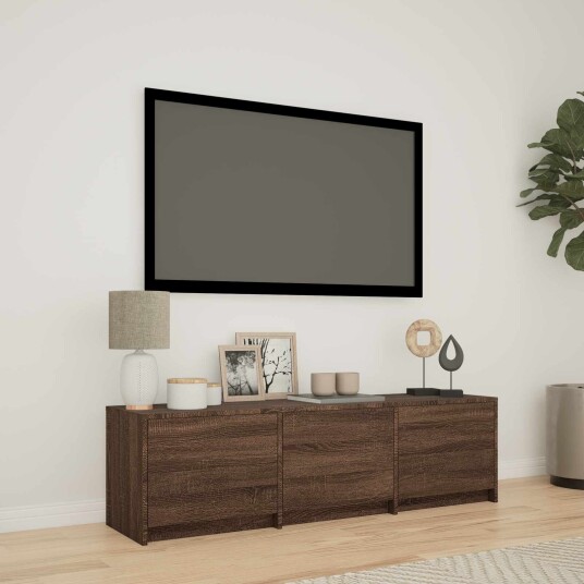 TV benk med LED Brun eik 140 x 34 x 40 cm Konstruert tre
