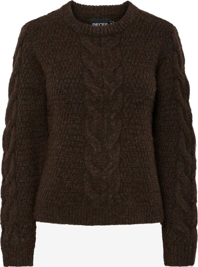 pieces Genser pcNina LS O neck Knit Brun pieces Genser pcNina LS O neck Knit Brun