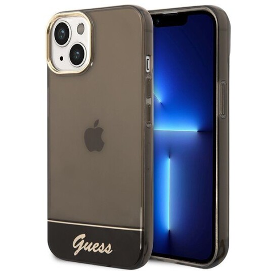 Silicone Case Guess Camera Outline Translucent For Apple Iphone 14 Plus Black Guhcp14mhgcok (Eu Blister)
