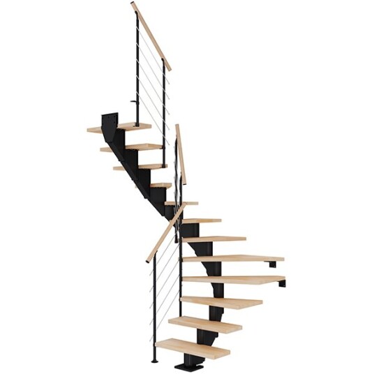 Dolle Hamburg U-trapp Svart-style 6-oljeret Bøk-85-12 - Loddret Høyde 240 279 Cm