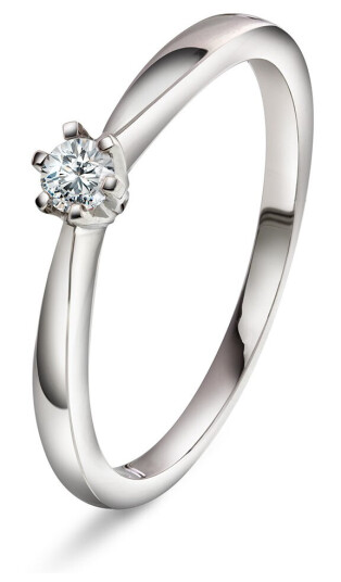 Olivia, Ring i 585 hvitt gull med diamant 0,10 ct, størrelse 60