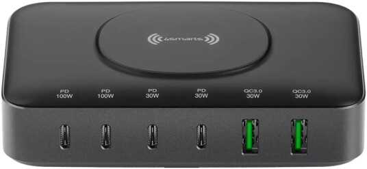 4Smarts 7-i-1 100W Trådløs Ladestasjon til Mobil - Svart