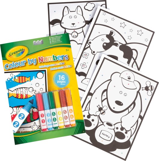 Crayola Colour By Numbers Malesett Dyr 16 Sider & 6 Penner