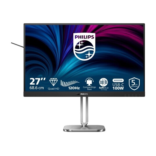 Philips 27B2U4601 27" QHD IPS Monitor 120Hz med USB-C og Høyttalere Koksgrå Philips 27B2U4601 27" QHD IPS Monitor 120Hz med USB-C og Høyttalere Koksgrå