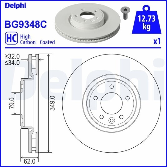 Bremseskive DELPHI BG9348C Bremseskive DELPHI BG9348C