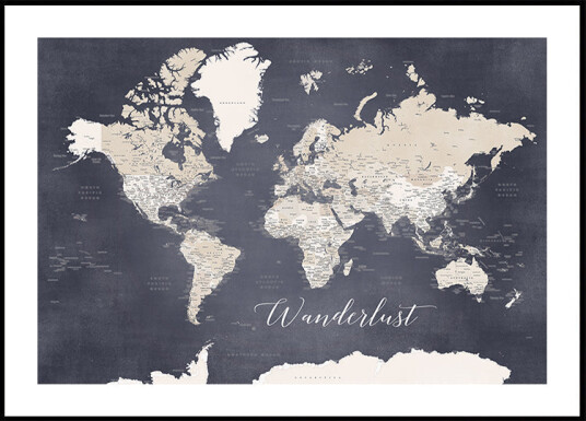 Wanderlust world map Glyn Plakat Plakat / 70x100cm
