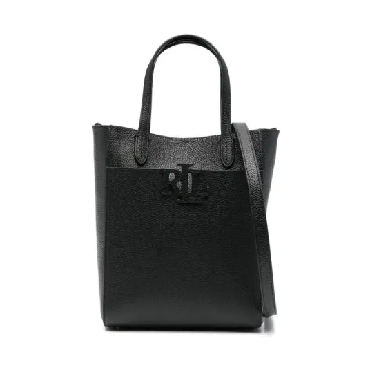 Lauren Ralph Lauren Pebbled Leather Small Cameryn Tote Bag   Black   ONE SIZE