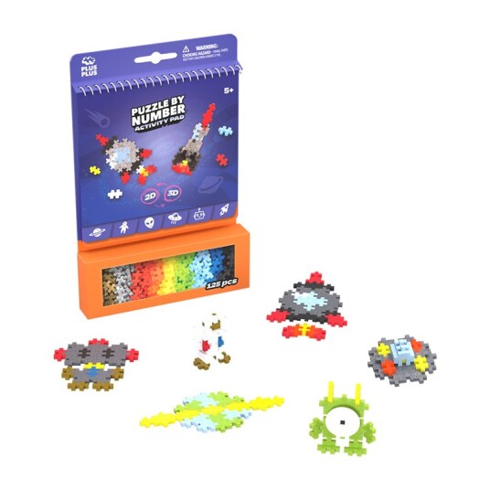 Plus-Plus Activity Pad m/ 12 aktiviteter og 125 brikker – Verdensrommet