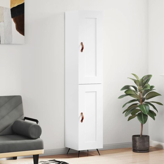 vidaXL Highboard høyglans hvit 34,5x34x180 cm konstruert tre 8720845498498