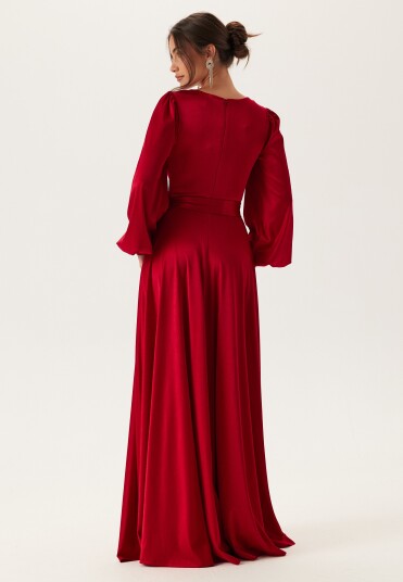 Goddiva Satin Volume Sleeve Maxi Dress Goddiva Satin Volume Sleeve Maxi Dress
