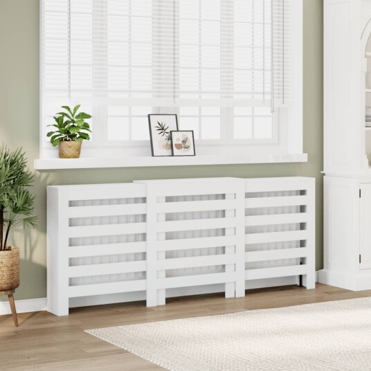 Radiatordeksel hvit 205x21,5x83,5 cm konstruert tre Radiatordeksel hvit 205x21,5x83,5 cm konstruert tre