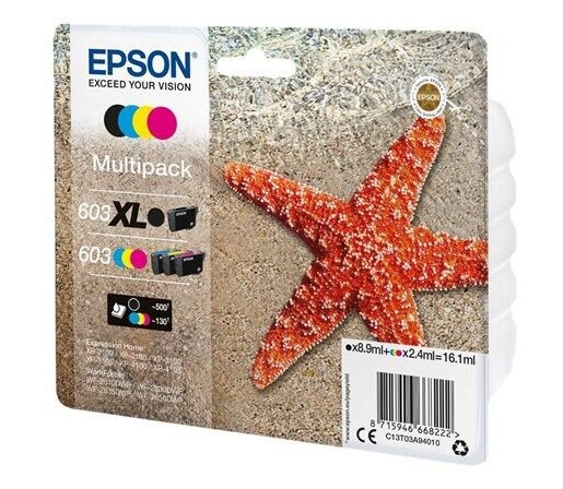 Epson 603 Multipack - 4-pack - black yellow cyan magenta - original - ink cartridge - Blekkpatron Bl Epson 603 Multipack - 4-pack - black yellow cyan magenta - original - ink cartridge - Blekkpatron Bl