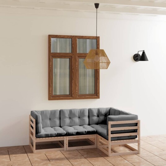 vidaXL Hagesofagruppe med puter 4 deler heltre furu vidaXL Hagesofagruppe med puter 4 deler heltre furu