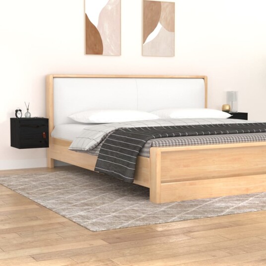 vidaXL Veggskap 2 stk svart 31,5x30x30 cm heltre furu vidaXL Veggskap 2 stk svart 31,5x30x30 cm heltre furu