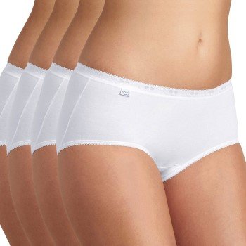 Sloggi Truser 4P Basic Plus Midi Hvit bomull 40 Dame Sloggi Truser 4P Basic Plus Midi Hvit bomull 40 Dame