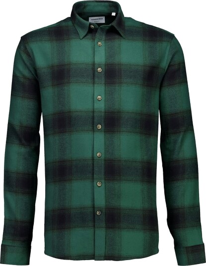 Lindbergh Heavy Checked Twill Shirt L/S Green XXL