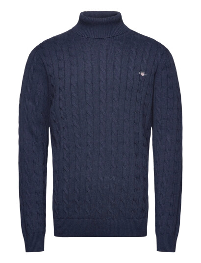 GANT Cotton Cable Turtle Neck - Navy - XXL