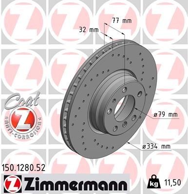 Bremseskive ZIMMERMANN 150.1280.52 Bremseskive ZIMMERMANN 150.1280.52