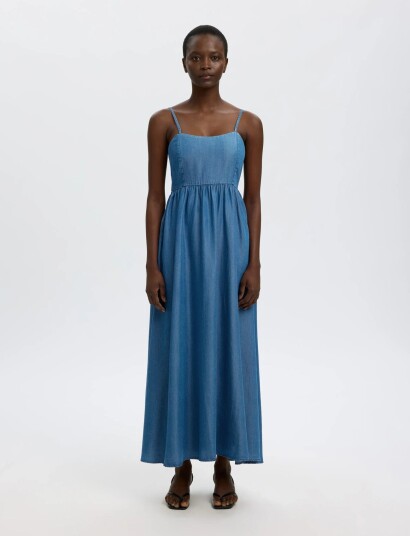 Selected Slfjanna Regular Sl Ankle Dress B   Blue   34