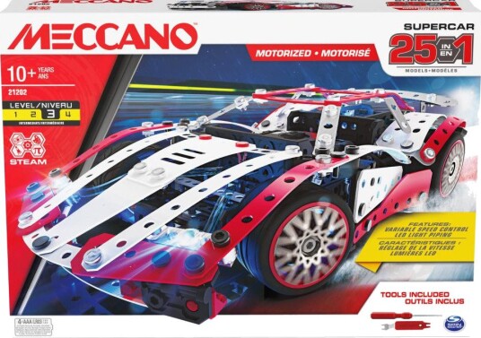 Meccano 25-i-1 Superbil byggesett Motorisert opptil 25 modeller 10+ år