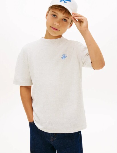 Tommy Hilfiger Th Script Jersey Twill T Shirt Cream 116