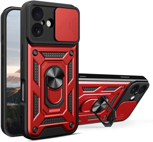 EIDERWOOD iPhone 17 Hybrid Håndverker Deksel m. Kickstand & Cam Slider - Rød