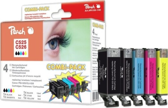 Peach gul/cyan/magenta blekkpatroner 4 pk PI100 140