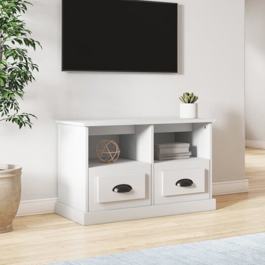 vidaXL TV-benk hvit 80x35x50 cm konstruert tre