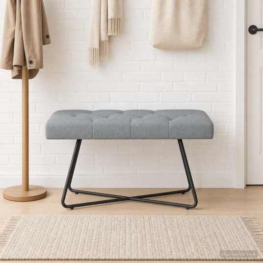 vidaXL Benk med knappheft Lysegrå 80 x 40 x 46 cm Stoff