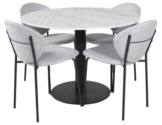 Venture Design Estelle & Vault spisegruppe Hvit/grå 4 st stoler & bord 106 cm