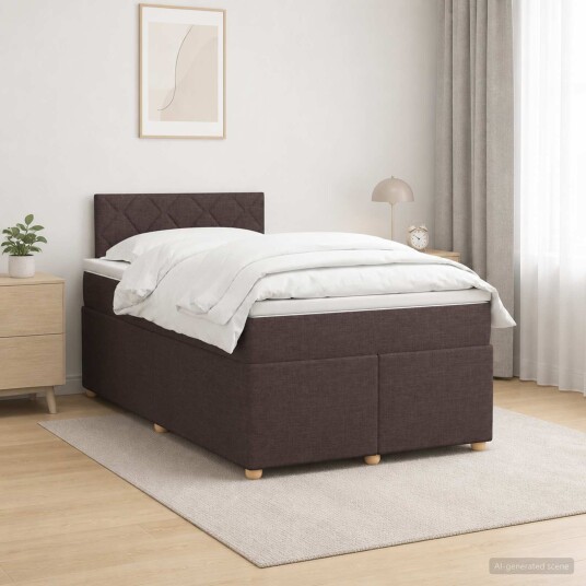 vidaXL Kontinentalseng med madrass Mørk brun 120 x 190 cm Stoff