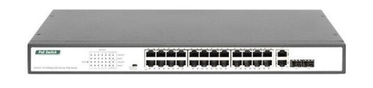 DIGITUS DN-95343 24 Port Fast Ethernet PoE Switch 19 Inch Unmanaged 2 Uplinks (4016032451242)