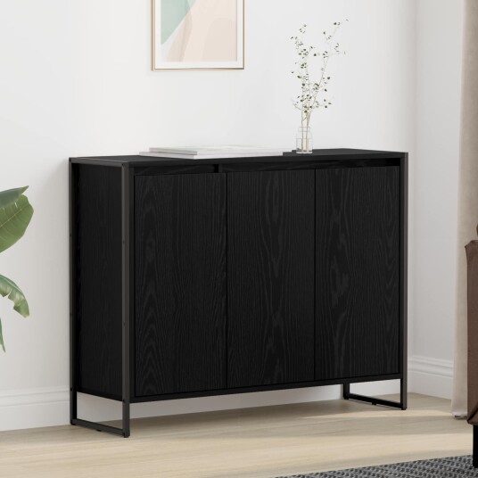 Sideskap Svart Eik 96,5 x 30 x 75 cm Konstruert tre