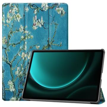 Samsung Galaxy Tab S9 FE+ Tri Fold Series Smart Folio etui Hvit Blomster